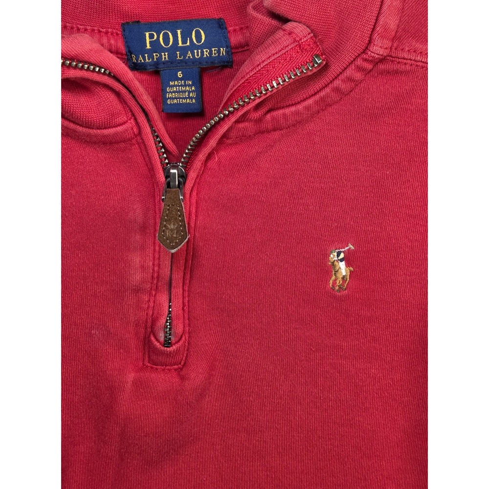 Polo Ralph‎ Lauren Kids Red Quarter Zip Fleece Estate Sweater Size 6